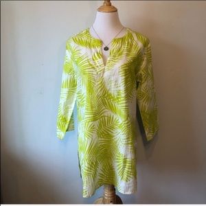 Lime Palm Print Women's Swim Coverup/ Tunic